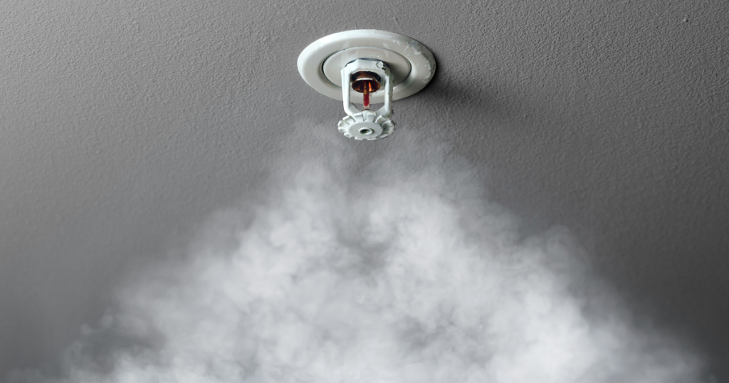 fire sprinkler in action