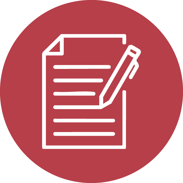 Red circle with a white application icon